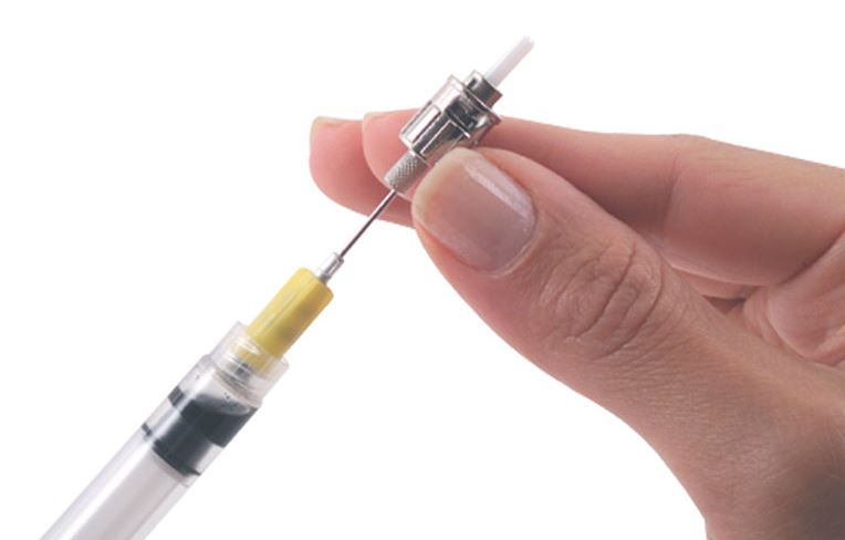Adding Epoxy to Connector Using Syringe